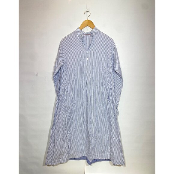 45R Japan Umii 908 Blue Striped Long Sleeve Tunic Dress Cotton Size 1 Small - Picture 1 of 6